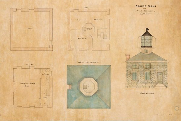 Prudence Island Light Lighthouse Drawing Blueprint - Rhode Island Lighthouse, Lighthouse Print, Maritime Poster Décor, Lighthouse Poster