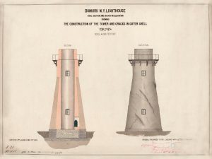 Dunkirk Light Lighthouse Elevation Drawing – New York Lighthouse, Lighthouse Print, Maritime Poster, Beach House Decor, Point Gratiot Light