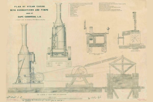 Cape Canaveral Steam Engine for Lighthouse Blueprint - Florida Lighthouse, Lighthouse Poster Print, Maritime Poster, Beach House Decor