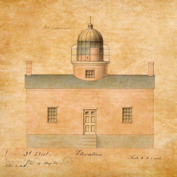 Gardiners Island Lighthouse Elevation Drawing - New York Lighthouse, Lighthouse Poster Print, Maritime Poster, Beach House Decor