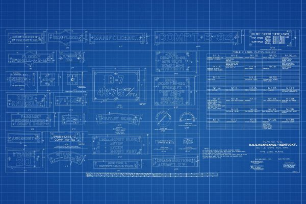 USS Kearsarge & Kentucky Signage Blueprint - Navy Ship Blueprint, Old Battleship Blueprint, Navy Ship Poster Blueprint, Warship Blueprint