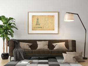 Calcasieu Lighthouse Blueprint – Louisiana Lighthouse, Lighthouse Print, Maritime Poster, Beach House Decor, Nautical Poster Print,