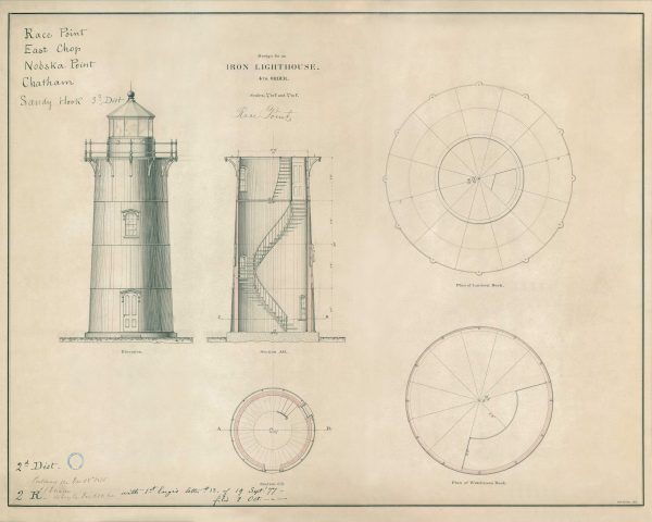 Race Point Light Blueprint - Cape Cod Lighthouse, Maritime Poster, Beach House Décor, Massachusetts Lighthouse Poster, Nautical Print