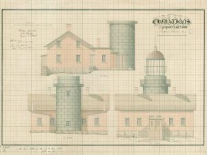 Seguin Island Lighthouse Blueprint – Maine Lighthouse, Lighthouse Print, Maritime Poster, Beach House Décor, Nautical Poster Print