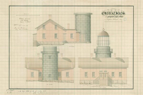 Seguin Island Lighthouse Blueprint - Maine Lighthouse, Lighthouse Print, Maritime Poster, Beach House Décor, Nautical Poster Print