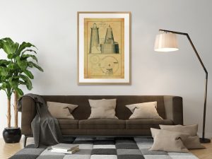 Whales Back Lighthouse Drawing Design – New Hampshire Lighthouse, Lighthouse Print, Maritime Poster, Beach House Decor, Portsmouth