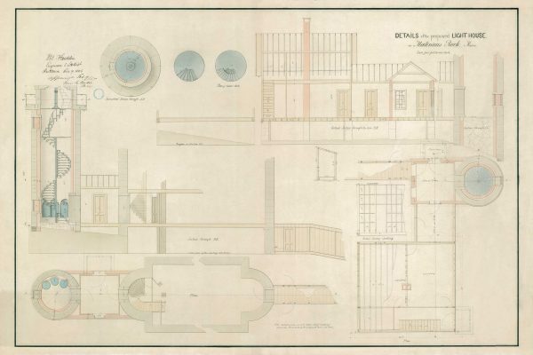 Matinicus Rock Lighthouse Details Drawing Blueprint - Maine Lighthouse, Lighthouse Print, Maritime Poster, Lighthouse Poster, Nautical Décor