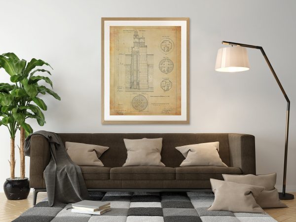 Baltimore Lighthouse Blueprint - Maryland Lighthouse, Lighthouse Poster Print, Maritime Poster, Beach House Décor, Nautical Decor Print