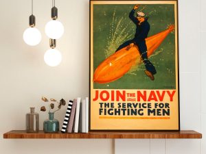 Join the Navy World War II Poster – Navy War Poster, World War 2 Print, World War II Poster, War Propaganda Poster, Vintage Navy Poster