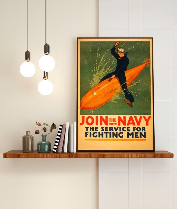 Join the Navy World War II Poster - Navy War Poster, World War 2 Print, World War II Poster, War Propaganda Poster, Vintage Navy Poster