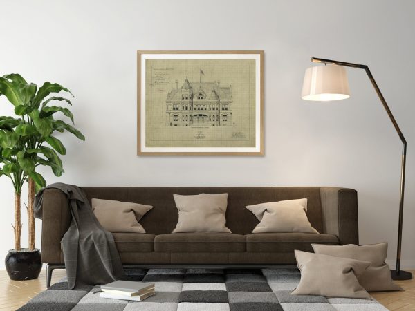 Lexington Kentucky Courthouse & Post Office Blueprint Drawing - Courthouse Poster Print, Courthouse Drawing, Law Firm Decor, Office Decor