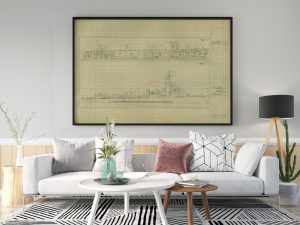 USS Elliot Blueprint – Ship Drawing, Navy Ship Blueprint, Battleship Blueprint, Old Ship Blueprint, Navy Ship Poster, Warship Blueprint