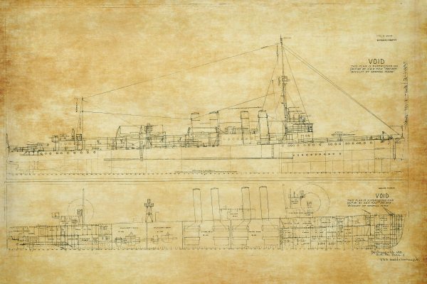 USS Goldsborough Blueprint Drawing - Navy Ship Blueprint, Battleship Blueprint, Old Ship Blueprint, Navy Ship Poster, Warship Blueprint