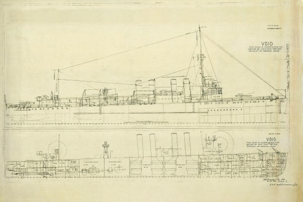 USS Goldsborough Blueprint Drawing - Navy Ship Blueprint, Battleship Blueprint, Old Ship Blueprint, Navy Ship Poster, Warship Blueprint