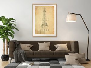 Southwest Pass Iron Lighthouse Blueprint – Louisiana Lighthouse, Lighthouse Print, Maritime Poster, Beach House Decor, Lighthouse Poster