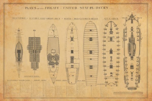 Frigate Deck Plans for US Warship Blueprint - Ship Blueprint, Ship Drawing, Battleship Blueprint, Old Ship Blueprint, Warship Blueprint