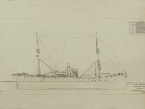 USS Leonidas Outboard Profile Blueprint – Navy Ship Blueprint, Old Battleship Blueprint, Navy Ship Poster, Destroyer Warship Blueprint