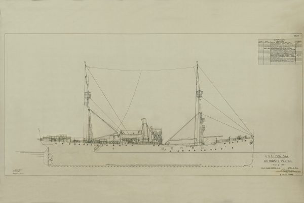 USS Leonidas Outboard Profile Blueprint - Navy Ship Blueprint, Old Battleship Blueprint, Navy Ship Poster, Destroyer Warship Blueprint