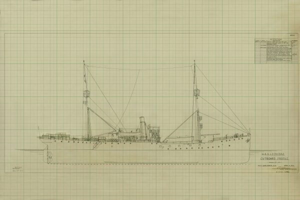 USS Leonidas Outboard Profile Blueprint - Navy Ship Blueprint, Old Battleship Blueprint, Navy Ship Poster, Destroyer Warship Blueprint