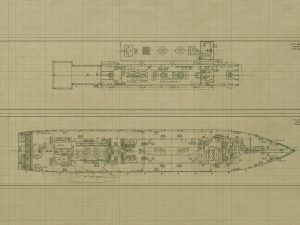 USS Monocacy Decks Blueprint Drawing – Navy Ship Blueprint, Old Battleship Blueprint, Navy Ship Poster, Warship Blueprint, Gunship Poster