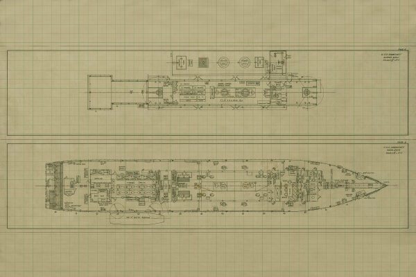 USS Monocacy Decks Blueprint Drawing - Navy Ship Blueprint, Old Battleship Blueprint, Navy Ship Poster, Warship Blueprint, Gunship Poster