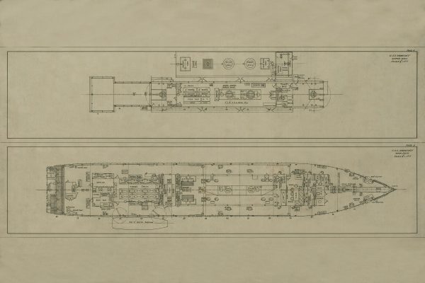 USS Monocacy Decks Blueprint Drawing - Navy Ship Blueprint, Old Battleship Blueprint, Navy Ship Poster, Warship Blueprint, Gunship Poster