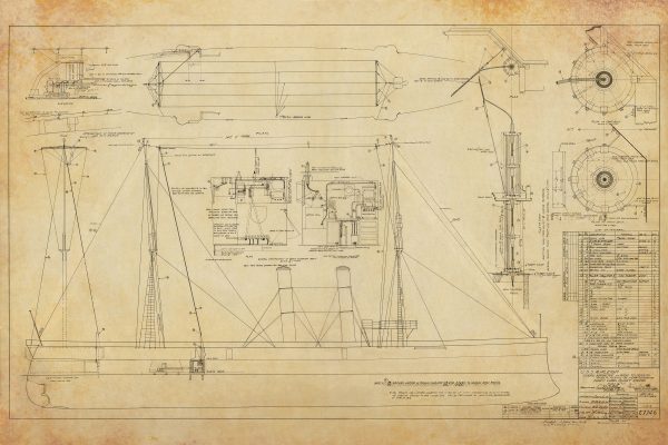 USS Raleigh Outboard Profile Blueprint - Navy Ship Blueprint, Old Battleship Blueprint, Navy Ship Poster, Navy Cruiser Warship Blueprint