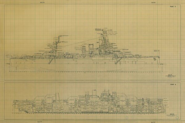 USS Texas Inboard and Outboard Profile Blueprint - Navy Ship Blueprint, Old Battleship Blueprint, Navy Ship Poster, Warship Blueprint