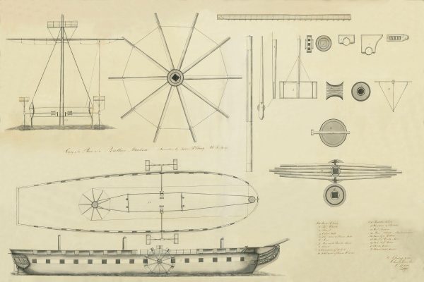 US Navy Ship Paddle Propulsion Plans - Ship Blueprint Drawing, Battleship Blueprint, Old Ship Blueprint Poster, Warship Poster