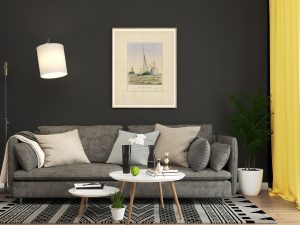 Minot’s Ledge Lighthouse Construction Sketch – Massachusetts Lighthouse, Lighthouse Print, Maritime Poster, Beach House Décor