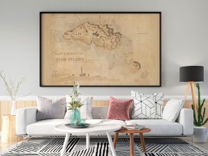 Boon Island Plan and Profile Drawing – Maine Lighthouse Print, Beach House Décor, Nautical Poster, Lighthouse Poster Print