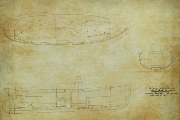 USS Essex Steam Cutter Drawing Blueprint - Ship Blueprint Drawing, Naval Sloop Blueprint, Old Ship Blueprint Poster, Warship Poster