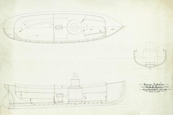 USS Essex Steam Cutter Drawing Blueprint - Ship Blueprint Drawing, Naval Sloop Blueprint, Old Ship Blueprint Poster, Warship Poster