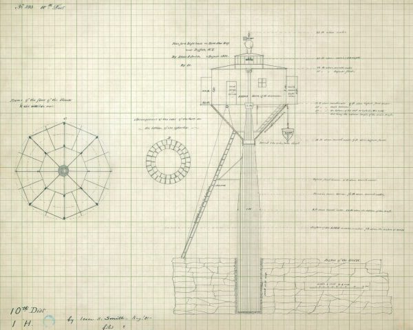 Horseshoe Reef Lighthouse Blueprint - Buffalo NY Lighthouse, Nautical Poster, Beach House Décor, New York Lighthouse Poster Print