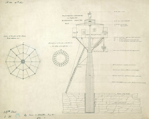 Horseshoe Reef Lighthouse Blueprint - Buffalo NY Lighthouse, Nautical Poster, Beach House Décor, New York Lighthouse Poster Print