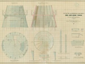 Cape Mendocino Lighthouse Blueprint – California Lighthouse, Maritime Poster, Beach House Décor, Lighthouse Poster, Nautical Print