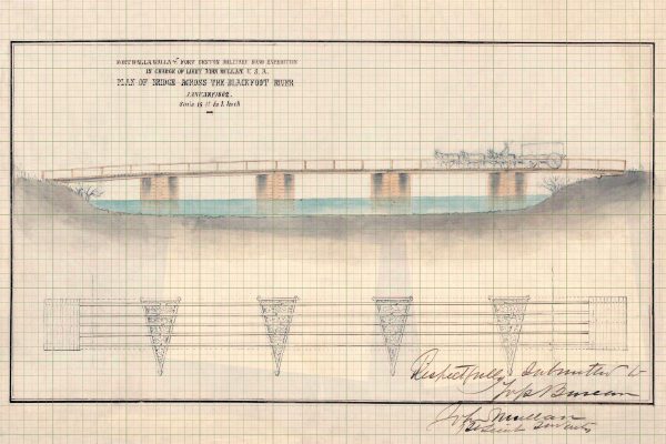 Blackfoot River Bridge 1862 Plan Drawing Blueprint - Bridge Drawing, Bridge Blueprint, Engineer Gift, Montana Bridge, Military Bridge Plan