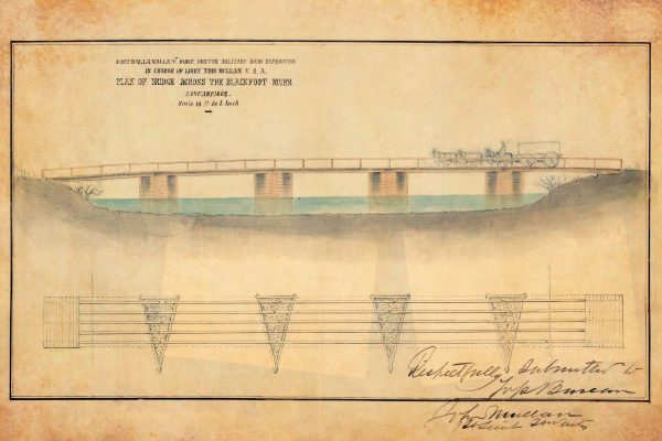 Blackfoot River Bridge 1862 Plan Drawing Blueprint - Bridge Drawing, Bridge Blueprint, Engineer Gift, Montana Bridge, Military Bridge Plan