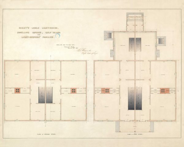 Minot's Ledge Dwelling Plan Drawing - Massachusetts Lighthouse, Lighthouse Print, Maritime Poster, Beach House Décor, Architect Gift