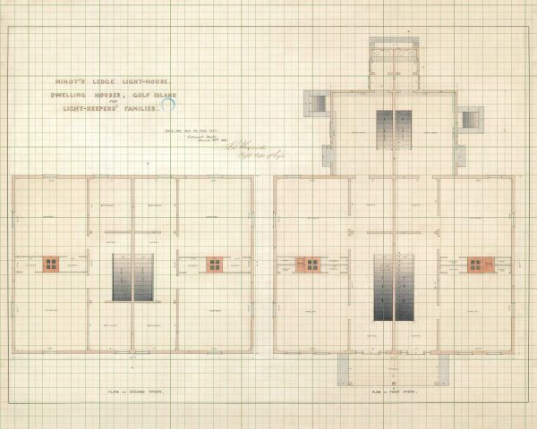 Minot's Ledge Dwelling Plan Drawing - Massachusetts Lighthouse, Lighthouse Print, Maritime Poster, Beach House Décor, Architect Gift