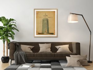 Monhegan Island Lighthouse Blueprint – Maine Lighthouse, Nautical Poster, Beach House Décor, Maritime Poster Print, Historical Print