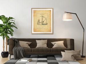 Minot’s Ledge Lighthouse Derrick Detail Blueprint – Massachusetts Lighthouse, Lighthouse Poster Print, Maritime Poster, Beach House Décor