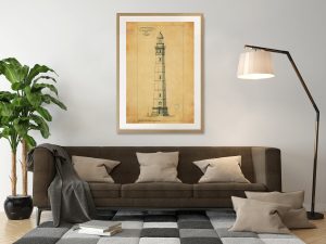 Dry Tortugas Lighthouse Blueprint – Florida Lighthouse, Loggerhead Key Lighthouse Print Poster, Maritime Poster, Beach House Decor