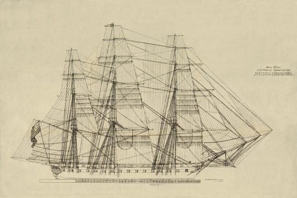 USS Constitution Sail Plan Drawing - Ship Blueprint, Ship Drawing, US Frigate Blueprint, Old Ship Blueprint Poster, Warship Blueprint