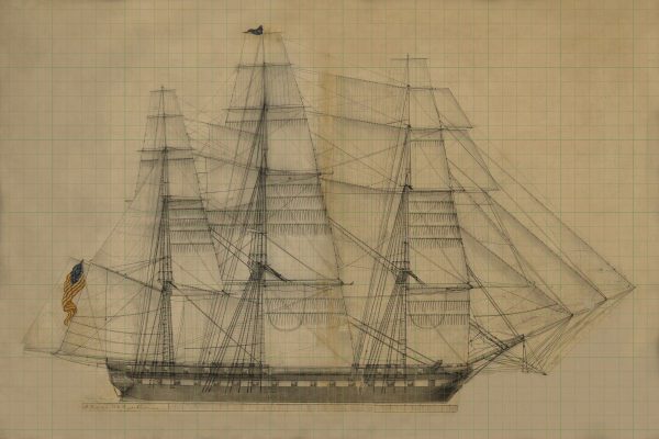 USS Constitution Frigate Drawing - Ship Blueprint, Ship Drawing, US Frigate Blueprint, Old Ship Blueprint Poster, Warship Blueprint