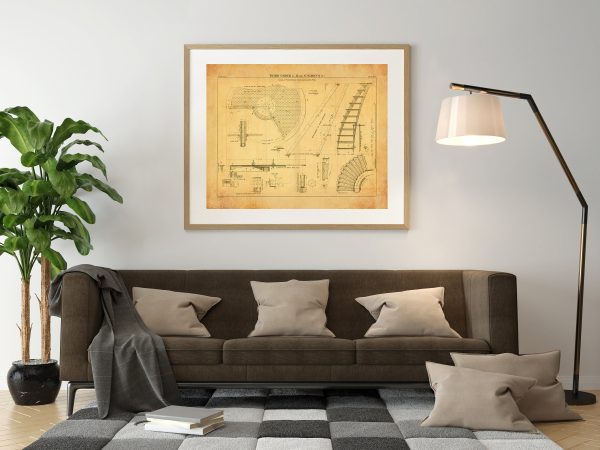 St. Simons Lighthouse Watch Room Details Drawing - Georgia Lighthouse, Maritime Poster, Beach House Décor, Nautical Lighthouse Poster Print