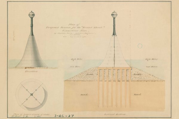 Round Shoal Beacon Drawing - Connecticut River Lighthouse, Maritime Poster, Beach House Décor, Nautical Lighthouse Poster Print