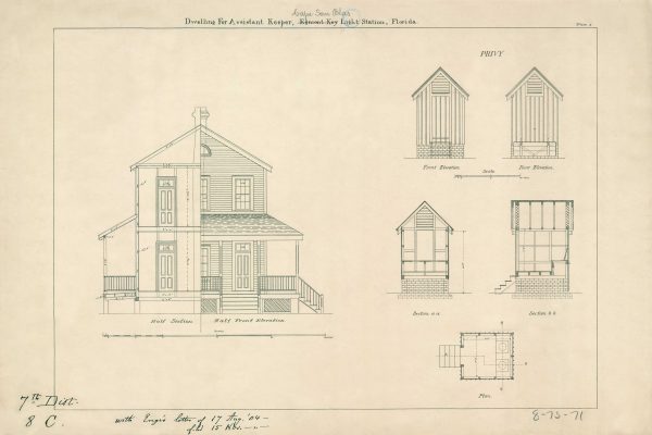 Cape San Blas Light Station Keeper Dwelling Blueprint - Lighthouse Print, Maritime Poster, Beach House Décor, Florida Lighthouse Poster