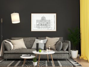 Colorado County Courthouse Section Drawing – Court Blueprint, Columbia Colorado Drawing, Law Firm Décor, Blueprint Decor, Lawyer Gift