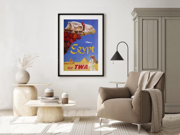 Vintage TWA Egypt Travel Poster - 1960s TWA Airlines, Retro Wall Art, Mid-Century Decor, Egyptian Adventure, Travel Gift